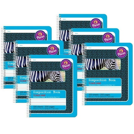 UPC: 0194629039654 | Pacon Composition Notebooks 9.75  x 7.5  Wide Ruled 100 Sheets Blue 6/Bundle (PAC2429-6)