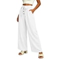 thumbnail image 5 of cocolona Womens Summer Casual Linen Pants Elastic Waist Drawstring Wide Leg Vacation Beach Pants with Pockets, 5 of 5