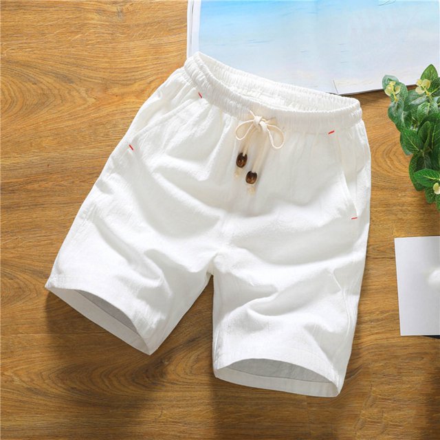 Sentmoon Linen Shorts for Men Lightweight Elastic Waist Beach Shorts Loose Drawstring Solid Color 2025 Summer Pajama Shorts with Pockets Delightful for Sports Wear White XXL