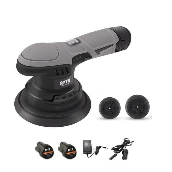 SPTA Cordless Car Buffer Brushless Polisher with 2Pcs 12V Lithium Rechargeable Battery Variable Speed Portable Polisher For Waxing