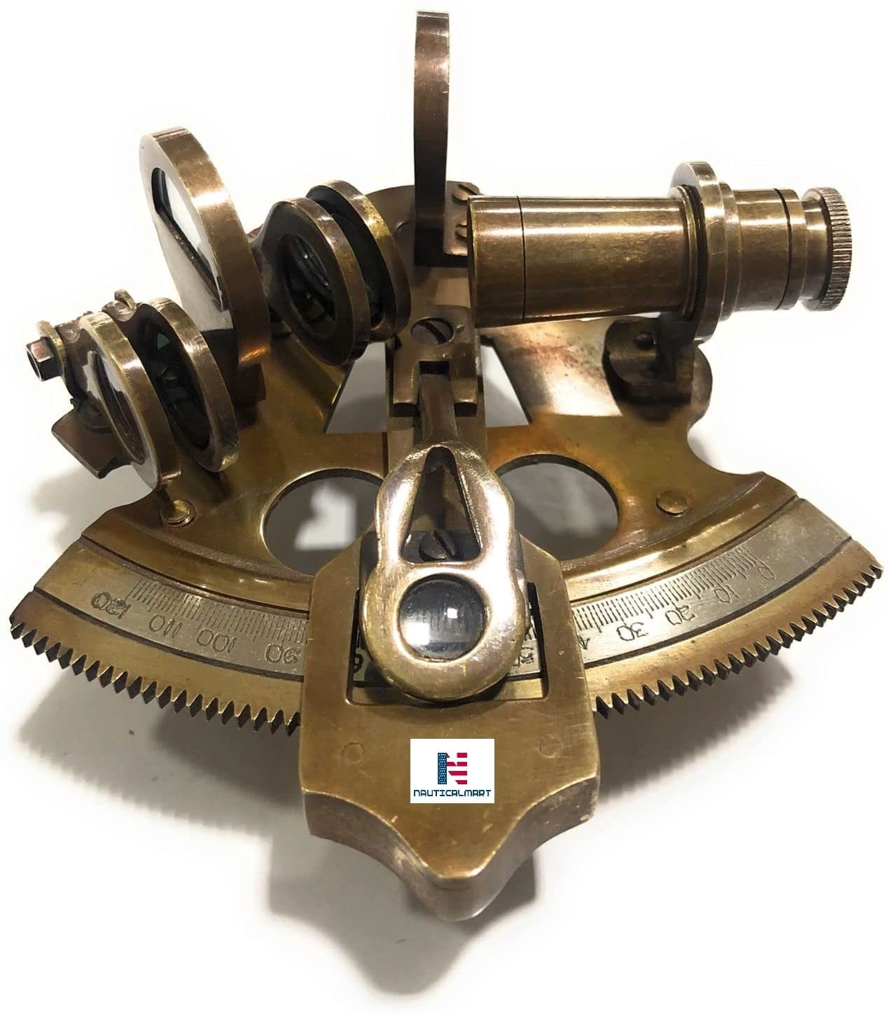 Antique Beautiful Brass Marine Nautical Sextant Navigation Astrolabe Maritime 