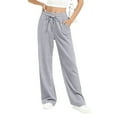 thumbnail image 6 of Women's Straight Leg Sweatpants, Elastic Drawstring Waist Casual Pants, Workout Yoga Lounge Pants for Daily Wear, Travel, Gym and Fall Casual Outfits Light Ashy XXXL, 6 of 8