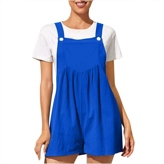 Tuphregyow Women's Casual Wide Leg Jumpsuit Comfortable and Stylish Pajama Romper for Summer, Beach, and Casual Wear Women Loose Jumpsuit Blue XL