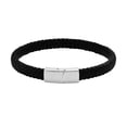 thumbnail image 2 of Pulsera para hombre Geoffrey Beene de piel trenzada, 20,5 cm, color plateado, 2 of 5