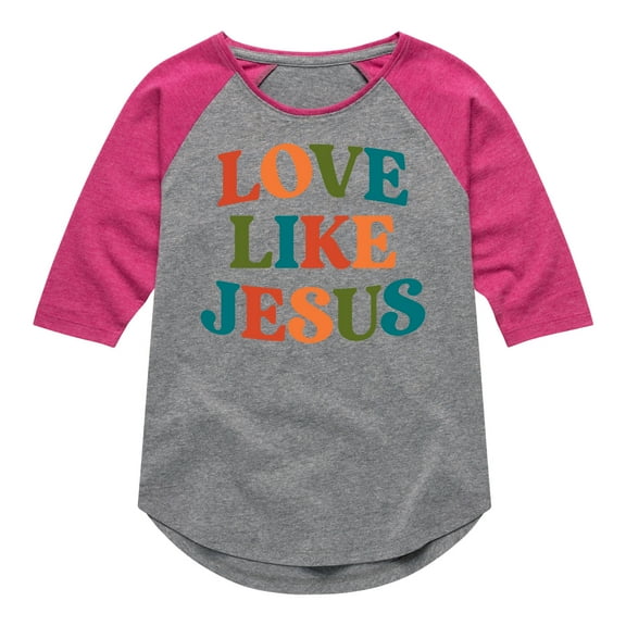 Instant Message - Love Like Jesus - Toddler & Youth Girls Raglan Graphic T-Shirt