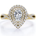thumbnail image 1 of JeenMata Anillo de Compromiso con Halo Doble, Cuerpo Retorcido Infinito, Moissanita en Forma de Pera de 1,75 Quilates, Chapado en Oro Amarillo de 18 K sobre Plata, 1 of 6