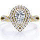 thumbnail image 1 of JeenMata Anillo de Compromiso con Halo Doble, Cuerpo Retorcido Infinito, Moissanita en Forma de Pera de 1,75 Quilates, Chapado en Oro Amarillo de 18 K sobre Plata, 1 of 6
