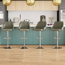 Vecelo Adjustable Counter Height Swivel Barstools, Back and Armrest, Dark Gray (Set of 4)