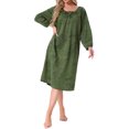 thumbnail image 2 of INSPIRE CHIC Camisón de Mujer de Manga Larga Ropa de Dormir Cuello Redondo con Corbata Camisón de Casa con Bolsillo S Verde, 2 of 5