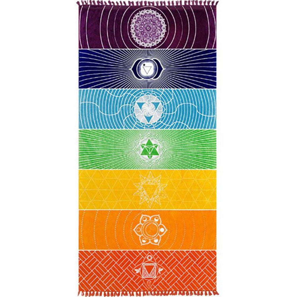 Yoga Blankets,Rainbow Boho Beach Mat Mandala Blanket Striped Wall Hanging Tapestry Scarf Yoga Mat
