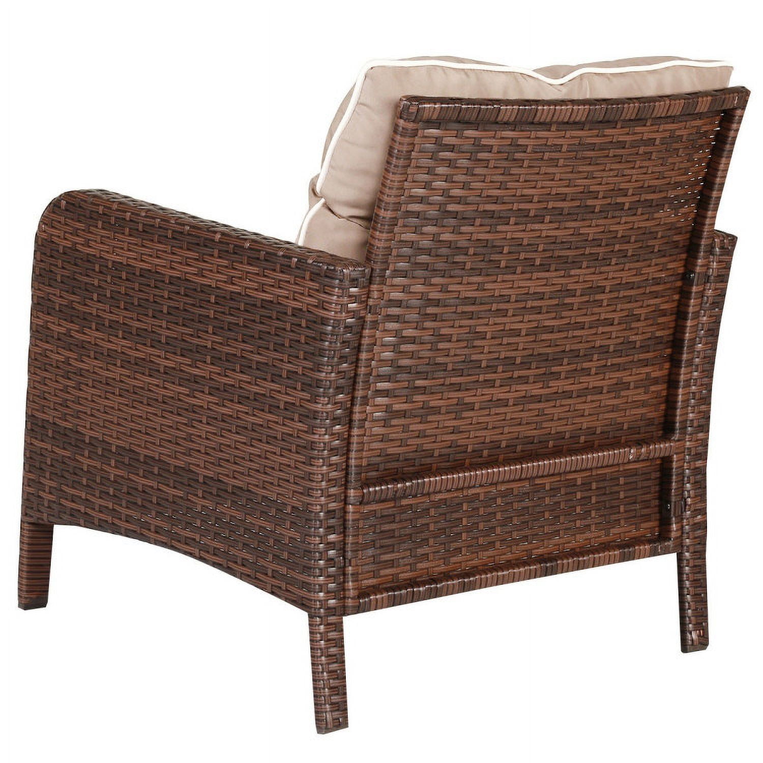 Aimee Lii 5 Pieces Patio Rattan Sofa Ottoman Furniture Set with Cushions, Outdoor Patio Furniture, Brown