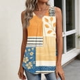 thumbnail image 5 of Iaqnaocc Tank Tops for Women 2026 Summer Sleeveless Loose Fit Geometric Print Pleated Tunic Dressy Casual V Neck Tops for Women Trendy Clothes Orange M, 5 of 6