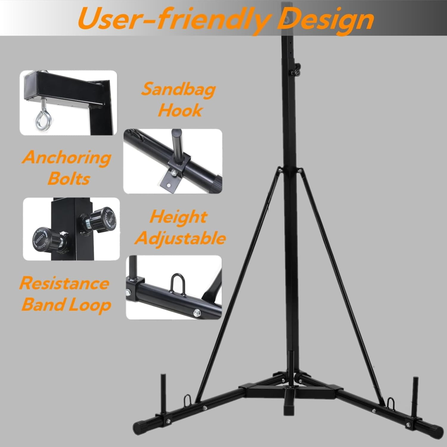Arlopu Boxing Speed Punching Bag Stand Adjustable Height Punching Bag Stand, 150lbs - Stand Only