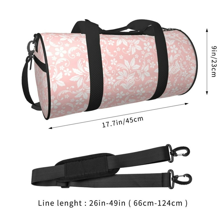 ZNDUO Pink Abstract Pistil Pattern Round Travel Bag Sports Tote Gym Shoulder Bag Weekenders Bags for Women Men