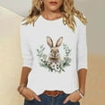 thumbnail image 3 of Easter Shirts For Women Spring Summer 3/4 Sleeve Crewneck Tops Blouse Cute Rabbit Graphic Tees Trendy Basic Easter 2025, 3 of 6