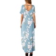 thumbnail image 3 of Leutsin Robe Longue Décontractée à Manches Courtes Imprimé Floral Col en V Grande Taille, 3 of 8