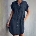 thumbnail image 1 of VEKDONE 2025 Liquidation Été Robes Chemise en Denim pour Femmes Manches Courtes Robe Midi en Jean Ample Boutonnée Décontractée Robe Droite Tunique, 1 of 8