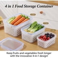 thumbnail image 2 of 4 in 1 Food Storage Container with Lids, Large Fruit Storage Containers for Fridge, Household Transparent Plastic Food Storage Box-Including Drain Basket for Berry, Vegetable & Salad (Gray, L/3300ml), 2 of 7
