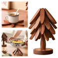 thumbnail image 2 of XKHHLH Wooden Coasters with Organising Holder, Collapsible Walnut Wood Placemats, Tree-Shaped Trivets, for Hot Dishes Pans, Anti Stain Pot Holders for Kitchen Counter Table Home Essentials, 2 of 7
