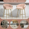 thumbnail image 5 of 26'' Velvet Barstools Set of 2, Upholstered Bar Stools with Backs & Footrest, Adjustable Metal Legs Counter Height Bar Chairs Seat for Home Pub Kitchen Island, Pink, 5 of 8