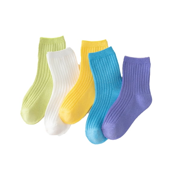 Beautyzll 5 Pairs Kids Toddler Cotton Crew Socks Athletic Socks for 1-12Y