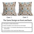 thumbnail image 5 of Brown Blue Grey Floral Pillow Covers 16x16 Set of 2 Flower Flower Block Print Decorative Throw Pillowcases Outdoor Spring Summer Farmhouse Cushion Cases Decor for Home Couch Sofa Bed, 5 of 7