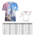 thumbnail image 2 of Blossoming Paris Eiffel Tower Womens Tops Women's Fashion Casual Short Sleeve Flower Print Round Neck Pullover Top Blouse, 2 of 6