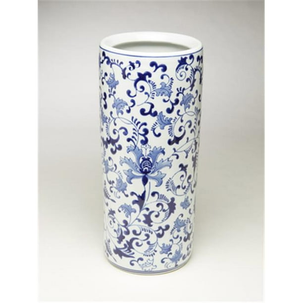 AA Importing 59799 18 in. Blue & White Umbrella Stand