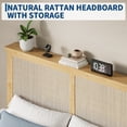 thumbnail image 7 of Rattan Bed Frame Twin with Natural Rattan Headboard,Twin Bed Frame with LED Lights, Rattan Bed Frame with Headboard, Wood Bed Legs with Silent Slats,No Box Spring Needed, 7 of 7