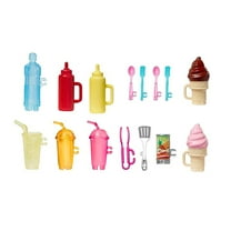 Barbie Fresh 'n Fun Food Truck Replacement Parts, Drink Cups, Ice Cream, Silverware
