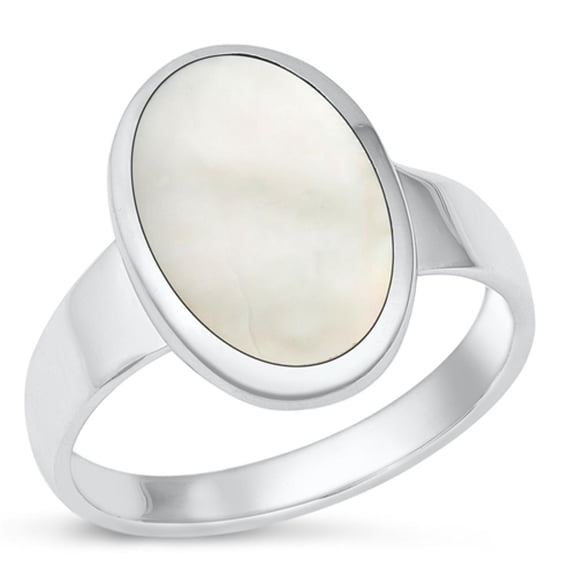 CHOOSE YOUR COLOR Oval Simulated Pearl Cocktail Ring 925 Sterling Silver Band Jewelry Female Size 5
