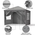 thumbnail image 4 of Pirecart 10x10 ft Pop up Canopy Tent Outdoor Commercial Instant Canopy with 4 Sidewalls & Carry Bag, Party Tent for 6-8 People or 1-2 Tables, Gray, 4 of 6