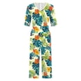 thumbnail image 5 of Haivin Women's Jumpsuit with Short Sleeve V-Neck, Back Zipper and Side Pockets, Hawaiian All-Over Print, Casual Lightweight for Summer Vacation and Daily Wear, 5 of 5