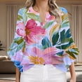 thumbnail image 3 of FAHXNVB Women's Summer 3/4 Sleeve Tops Boho Floral Prinetd Blouses Dressy Casual Tunic Ruffle Sleeve V Neck Loose Fit T Shirts, 3 of 5