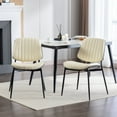 thumbnail image 4 of Ocuuziisu Modern Dining Chair with Metal Legs, PU Leather Chair with Walnut Bentwood Back Upholstered Seat, 2 Pieces Set, Beige, 4 of 20