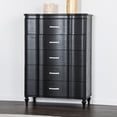 thumbnail image 3 of Glam Beautiful Black Finish 6pc Bedroom Set Fabric Upholstered King Size Bed Dresser Mirror Nightstands Chest Furniture, 3 of 10
