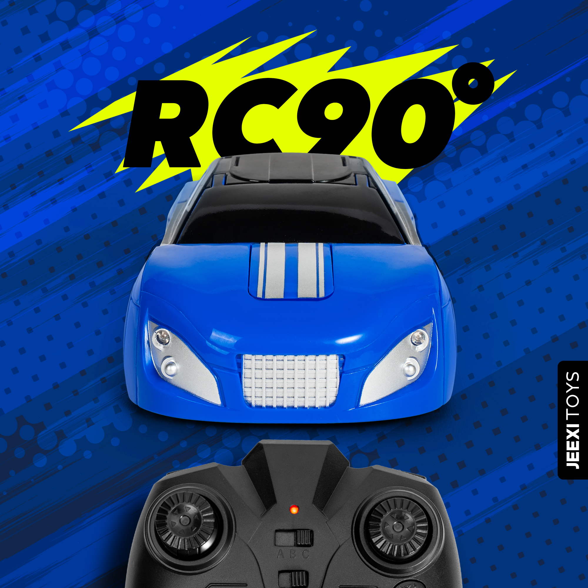 JEEXI Wall Climbing Remote Control Car - Transforming Robot RC Car Toy for Kids, Drives on Walls, Windows, Floors & Ceilings, Dual Mode for Floor & Wall, Fun Gift for Boys & Girls (Blue)