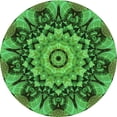 thumbnail image 1 of Ahgly Company Indoor Round Patterned Deep Emerald Green Area Rugs, 5' Round, 1 of 6