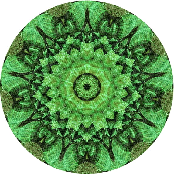 Ahgly Company Indoor Round Patterned Deep Emerald Green Area Rugs, 5' Round