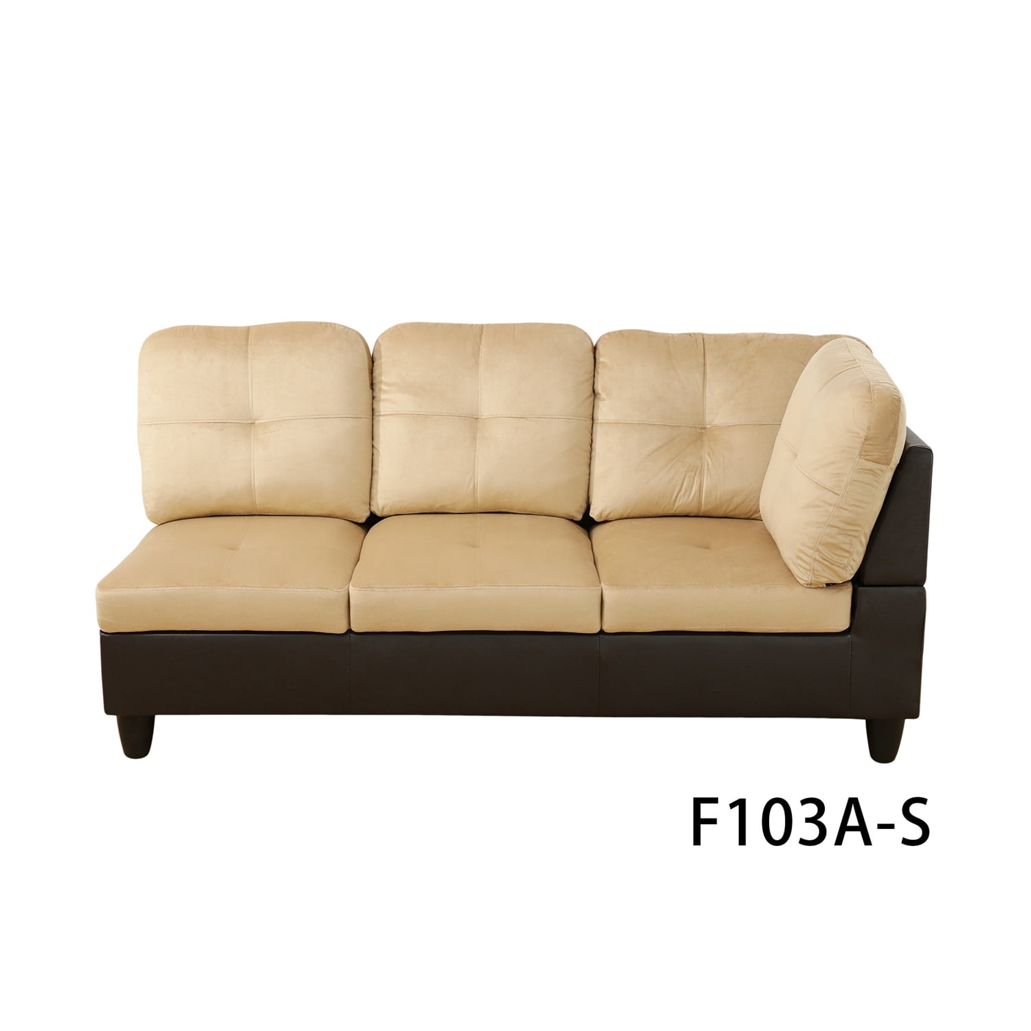 Hommoo L Shaped Couches and Sofas, Lint and PVC Living Room Furniture Sets, Modern Sectional Sofa for Home & Office, Beige and Brown(No Ottomans)