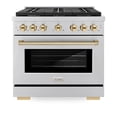 thumbnail image 2 of ZLINE Autograph Edition 36 in. 5.2 cu. ft. Paramount Dual Fuel Range with 6 Burner Gas Cooktop and Electric Convection Oven in Stainless Steel with Polished Gold Accents (SDRZ-36-G), 2 of 2