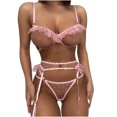 thumbnail image 1 of Conjunto de tres piezas de bikini con liga de encaje sexy rosa para mujer Conjunto de lencería sexy Fridja nalpqowj24561, 1 of 7