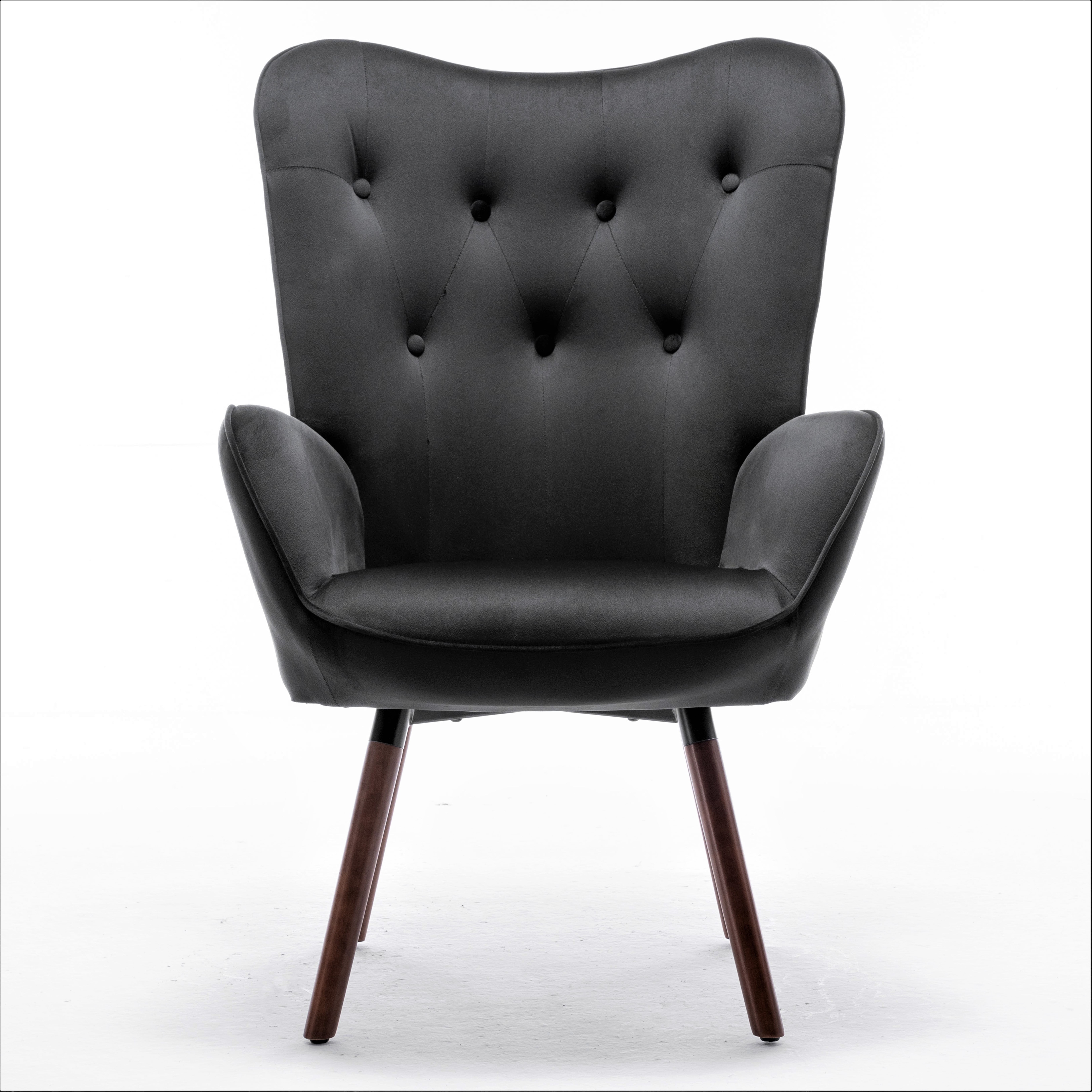 Uspridefurniture Kreedence 26.38" W Microfiber Wing Back Armchair, Black