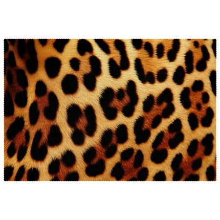 

Placemats Set of 6 Non Slip Place Mats Dining Table Mats Animal Leopard Texture
