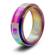 CritSuccess Compass Direction Dice Ring with 8 sided NESW Die Spinner (Size 8.5 - Stainless Steel - Rainbow)