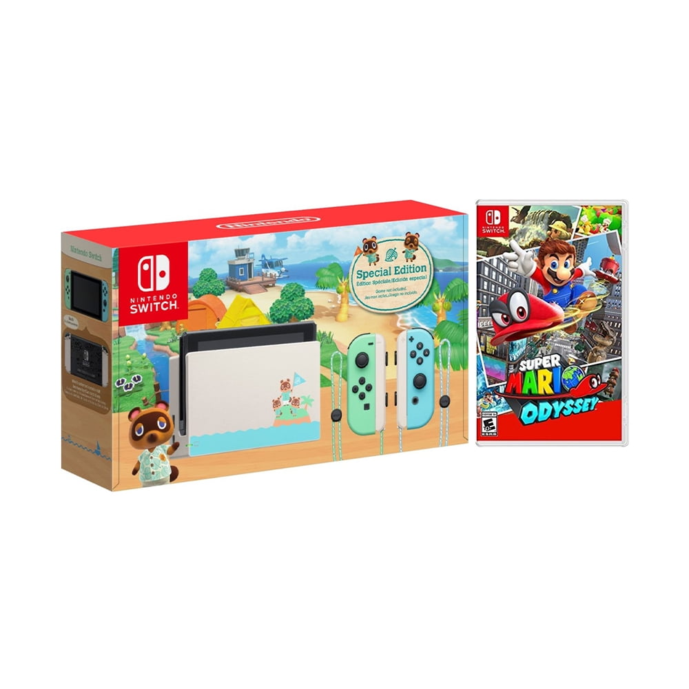 2020 New Nintendo Switch Animal Crossing: New Horizons Edition Bundle with Super Mario Odyssey NS Game Disc and Mytrix NS Tempered Glass Screen Protector - 2019 Best Game!