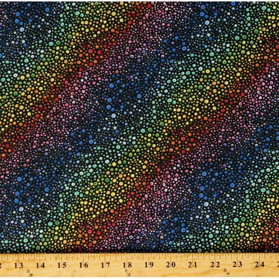Cotton Rainbow Rainbows Spots Dots Ombre Black Cotton Fabric Print by the Yard (77635-934)