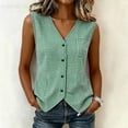 thumbnail image 2 of GUACER Gingham Plaid Vest for Women Sleeveless Button Down V Neck Blouse with Pocket Casual Summer Tank Tops, 2 of 8