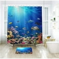thumbnail image 2 of Tropical Ocean Fish Shower Curtain, Summer Under The Sea Tropical Fish Shark Turtle Reef Kid Bathroom Curtain for Bathtub Decor Waterproof Fabric Machine Washable with 12 Hooks, 72" x 84", 2 of 6