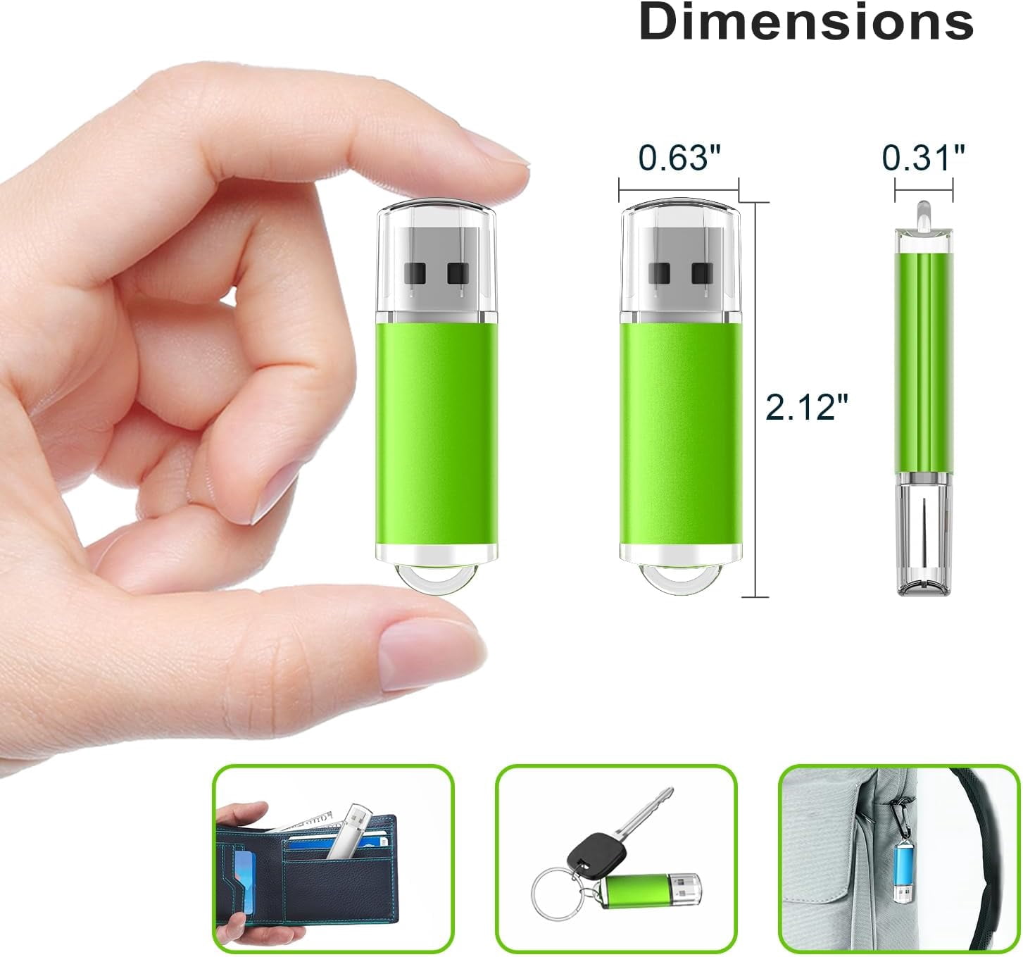 10 Pack 8GB USB 2.0 Flash Drive Memory Stick Thumb Drives (5 Mixed Colors: Black Blue Green Red Silver)